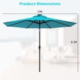 thumbnail image 3 of Costway Parasol Solaire de Patio 10 Pieds à DEL, Marché, Acier Inclinable avec Manivelle, Extérieur, Turquoise, 3 of 10
