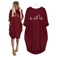 thumbnail image 2 of REDHOTYPE Ligne Mode Cat Robe Midi Décontractée pour Femmes Élégante à Manches Longues Motif Cartoon Cat Robe avec Poche Tenue d'Intérieur, 2 of 3