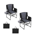 thumbnail image 1 of Lot de 2 Chaises de Camping Pliantes Robustes pour Réalisateur, Chaise de Pelouse Pliante Portable pour Adultes avec Table d'Appoint, Siège Extérieur Léger pour Plage, Pêche, Jardin, Terrasse, VR, 1 of 9