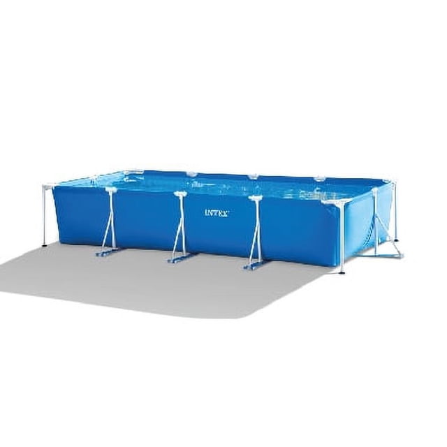 Intex Piscine Rectangulaire hors Terre pour l'Extérieur 14,75 Pieds x 33 Pouces en Bleu, avec un Cadre durable Résistant à la Rouille et des Parois Latérales en PVC Robustes. la Piscine Mesure 177 x 86 x 33 Pouces et Est Idéale pour Que les Enfants et les Adultes Nagent, Éclaboussent et Se Détendent. Conçue pour un Assemblage Rapide, Elle Peut Être Installée et Remplie d'Eau en 30 minutes Ou Moins. Comprend une valve de Contrôle du Débit pour un Drainage Facile. Convient à une Utilisation Extérieure dans les Cours Arrière.