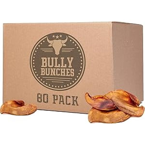 Bully Bunches Oreilles de porc entières Toutes les croustilles de chien au four naturel paquet de 80