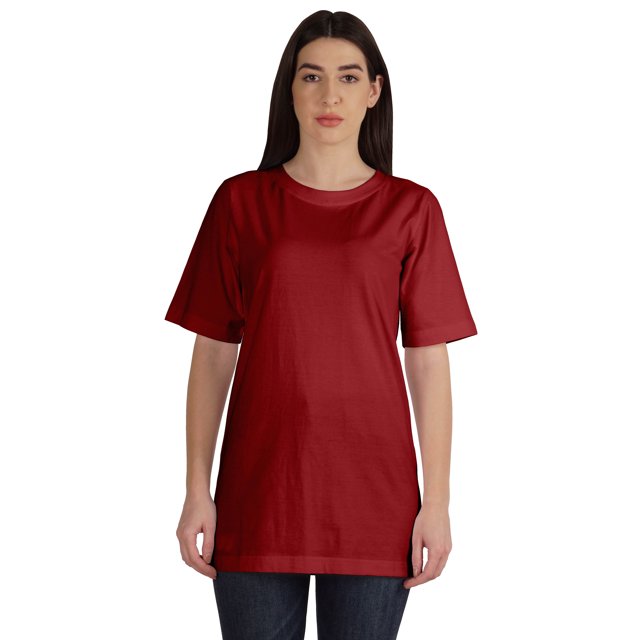 Inkmeso T-Shirt Basique en Coton à Col Rond pour Femmes Coupe Ample Décontracté Long Haut d'Entraînement