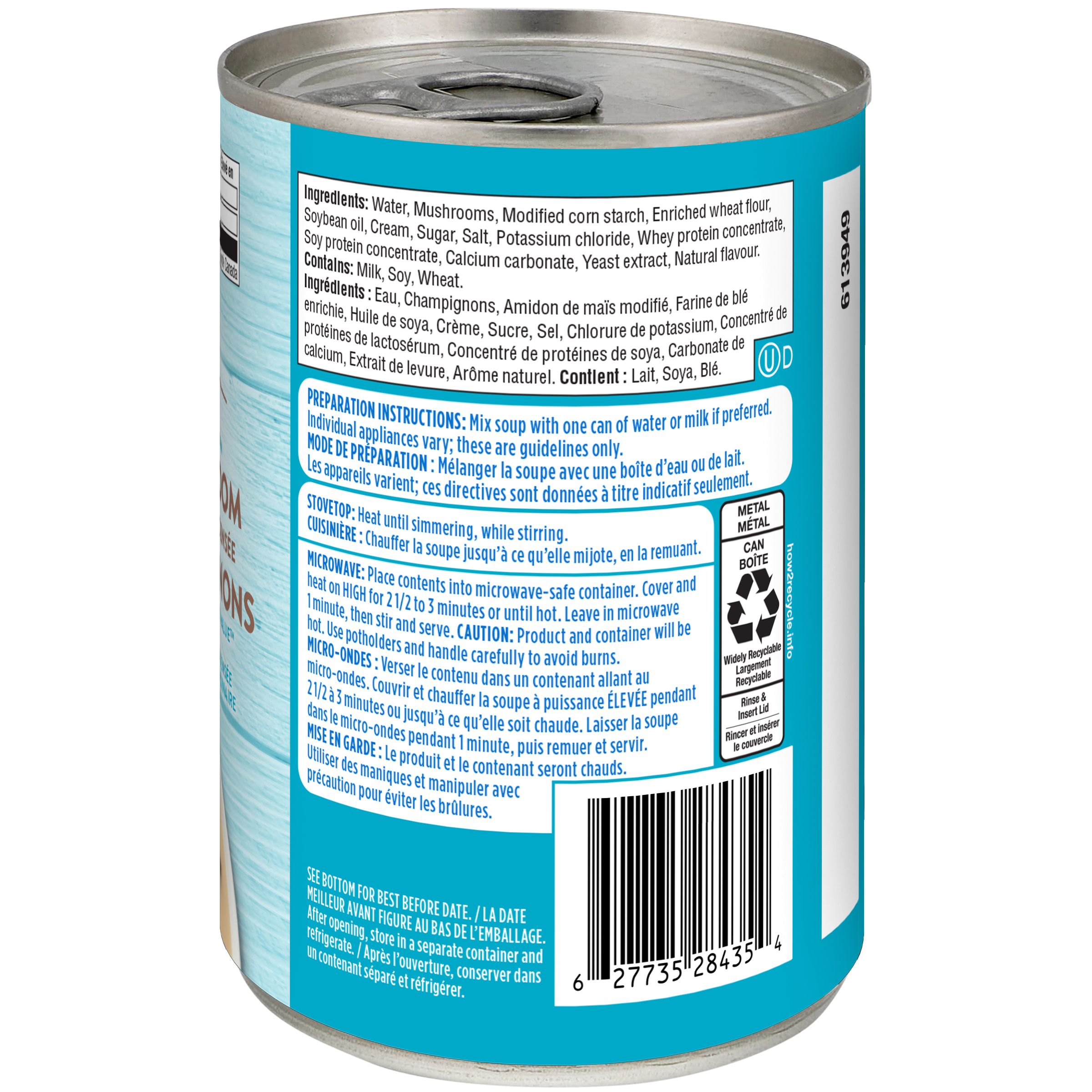 Soupe condensée Crème de champignons réduite en sodium Great Value