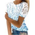 thumbnail image 1 of Birdeem Femmes Imprimé Manches Courtes Col Rond Chandail en Dentelle Hauts Chemises Blouse, 1 of 1