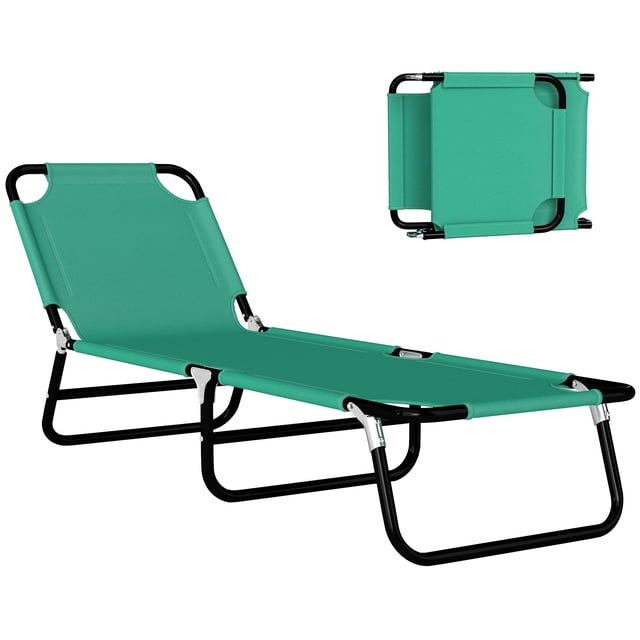 Outsunny Chaise Longue Pliante, Chaise de Bronzage avec Dossier Réglable, Vert