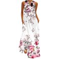 thumbnail image 2 of Lenago Robes Grande Taille pour Femmes 2023 Invité de Mariage Robe Longue Décontractée pour Femmes avec Imprimé Floral Rayé Robe Maxi Sans Manches Robes de Plage d'Été en Liquidation, 2 of 9