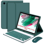 Detachable Slim Tablet Case with Bluetooth Keyboard and Pen Holder for Samsung Galaxy Tab A9/A9 Plus - Lightweight, Portable, and Stylish in Dark Night Green