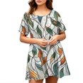 thumbnail image 4 of Ovzne Robes Grande Taille pour Femmes Rondes Robe de Plage Robe Ample à Manches Courtes Style Rétro Imprimé Col Rond Robe Grande Taille Robe Col Rond Printemps Robe Courte Sl, 4 of 6