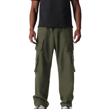 Weiqiqre Mens Work Pants Baggy Elastic Waist Cargo Joggers Oversized Casual Work Pants Trousers