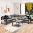 thumbnail image 3 of Gymax 3PCS Patio Furniture Set Aluminum Lounge Adjust Back Recliner Sofa Table Cushion, 3 of 10