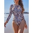 thumbnail image 1 of Charmo Womens Leopard Zipper One Piece Swimsuit Long Sleeve High Cut Rashguard UPF 50+, 1 of 6