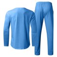 thumbnail image 4 of TIMIFIS BlueMen's Tracksuit 2 Piece Sweatsuit Workout Long Sleeve Solid Color Suit Round Neck Long Sleeve T-Shirt Trousers Tight Two Piece SetFall, 4 of 5