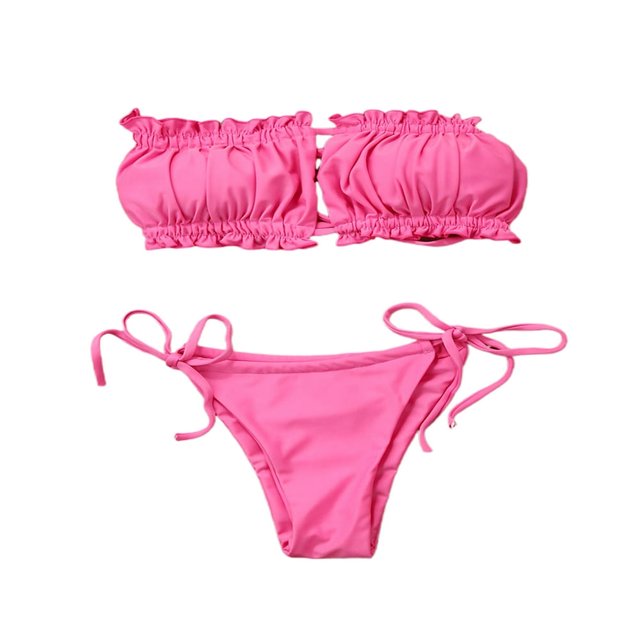 Women Swimwear Sets Strap-Free Backless Bra Triangle Panties