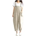 thumbnail image 1 of fartey Women Plus Size Cotton Linen Romper Casual Sleeveless Square Neck Relaxed Overalls Pockets Adjustable Strap Solid Color Rompers, 1 of 7