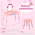 thumbnail image 2 of Gymax 3-Piece Kids Room Furniture Set Vanity Table Dressing Mirror Storage Bench Seat, 2 of 8