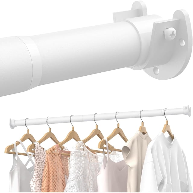 Lot de Tringles de Garde-Robe pour Suspendre des Vêtements, Tige de Garde-Robe en Métal à Réglage Continu, Tige de Suspension Robuste pour Garde-Robes, Buanderie, VR