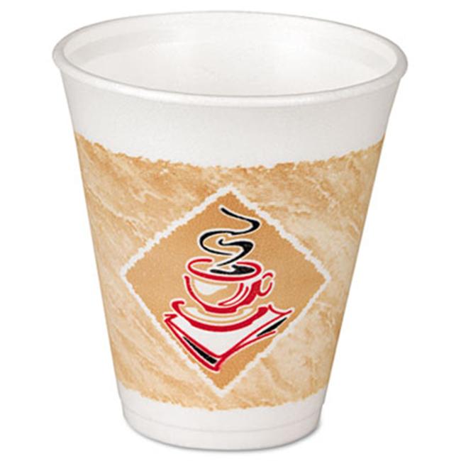 DRC 12X16G Tasses en Mousse Chaudes/froides 12 Onces Blanches avec Brun et Rouge 1000/Carton