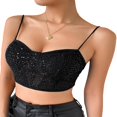 thumbnail image 3 of Mini Débardeur d'Été pour Femmes Sans Manches Dos Nu Coupe Basse en Maille à Sequins Crop Tops, 3 of 7