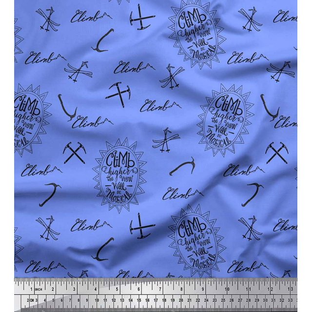Soimoi Blue Cotton Jersey Fabric Hardware Tools & Text Printed Fabric 1 Yard 58 Inch Wide