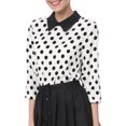 thumbnail image 1 of INSPIRE CHIC Blouse à Col Peter Pan Contrastant pour Femmes, Rentrée Scolaire, Manches 3/4, Chemises, S Blanc, 1 of 8