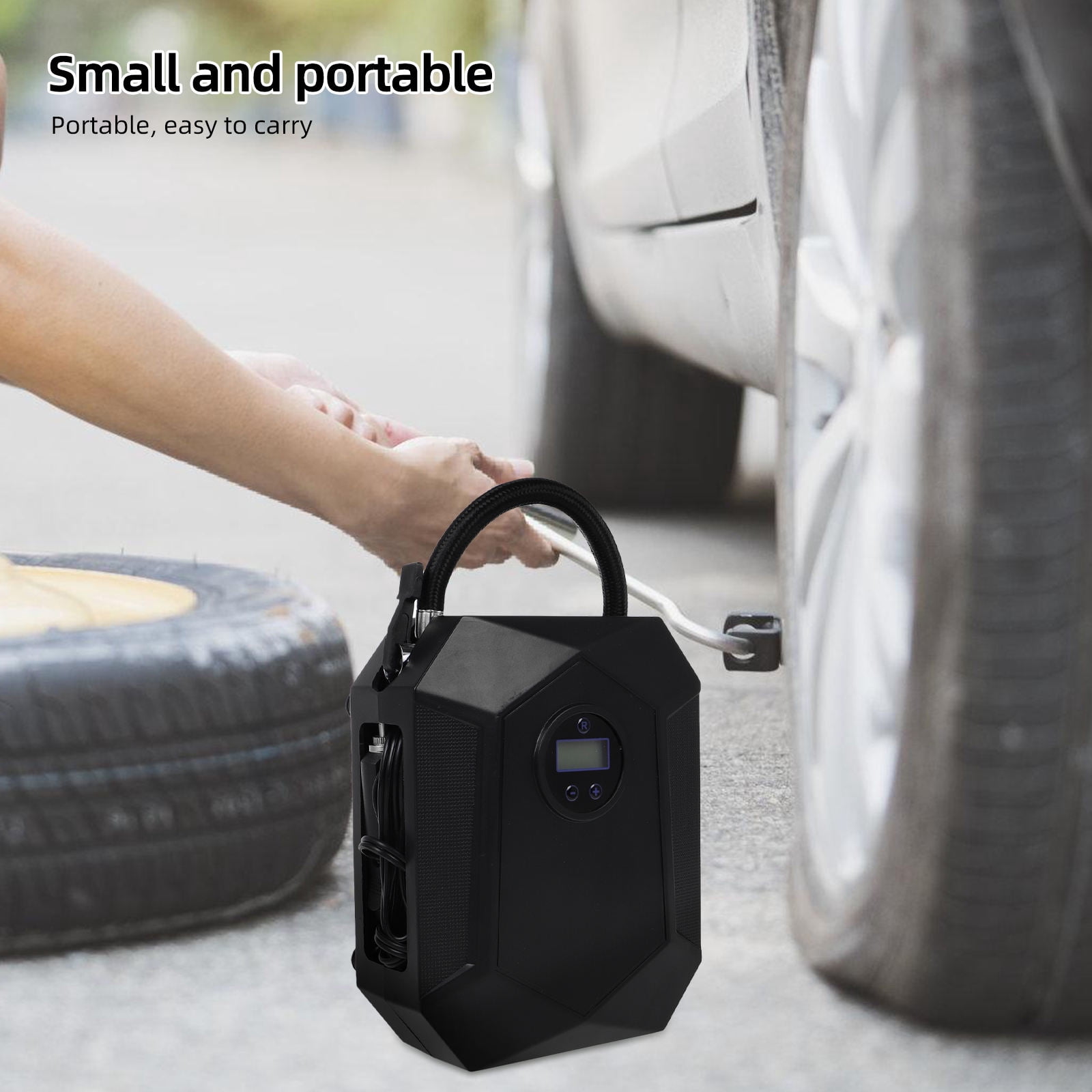 CATIEBYE Digital Tire Inflator for Car Bikes and Motorcycles Black