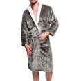 thumbnail image 1 of HBFAGFB Mens Bathrobe Plush Pajama Long Sleeves Softness Warm Flannel Robe with Pockets A Size M, 1 of 9