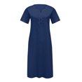 thumbnail image 5 of Pisexur Robe à Manches Courtes Col en V Longueur Genou Mode Femmes Été Imprimé Décontracté Col en V Bouton Manches Courtes Vacances Poches Robe Femmes Robe, 5 of 5