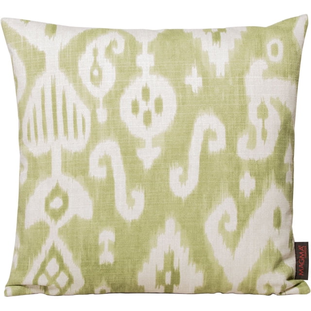 Gouchee Coussin KELIM Design, un Coussin Décoratif Carré de 20 par 20 Pouces avec une Coque en Poly-Coton Présentant un Motif KELIM Traditionnel Vert et Blanc. Prérempli de Fibre de polyester pour le Confort, Il N'a Pas de Fermeture Éclair et Est Idéal pour une Utilisation Décorative dans les Espaces de Vie.