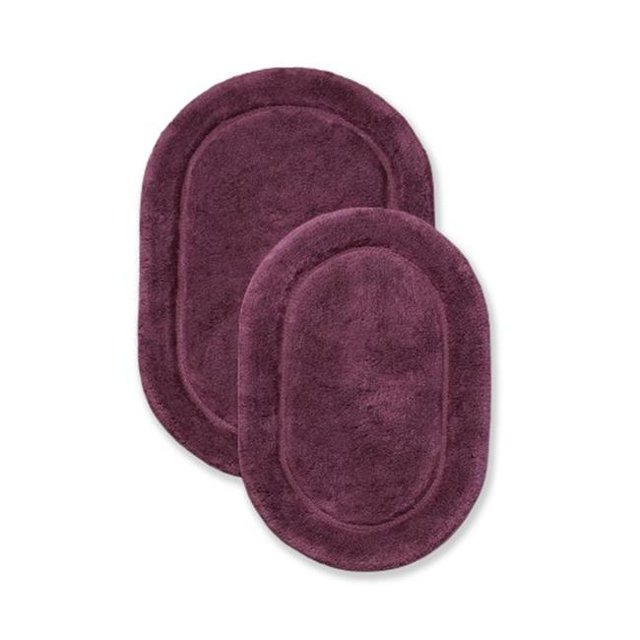 Superior BATHRUG-OV2PC-PL Cotton Oval Bath Rug Set - Plum, 2 Pieces