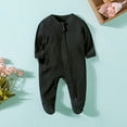 thumbnail image 2 of MeetoTime Baby Boys Girls Solid Color Long Sleeve Round Neck Jumpsuit Summer Newborn Infant Long Rompers, 2 of 3