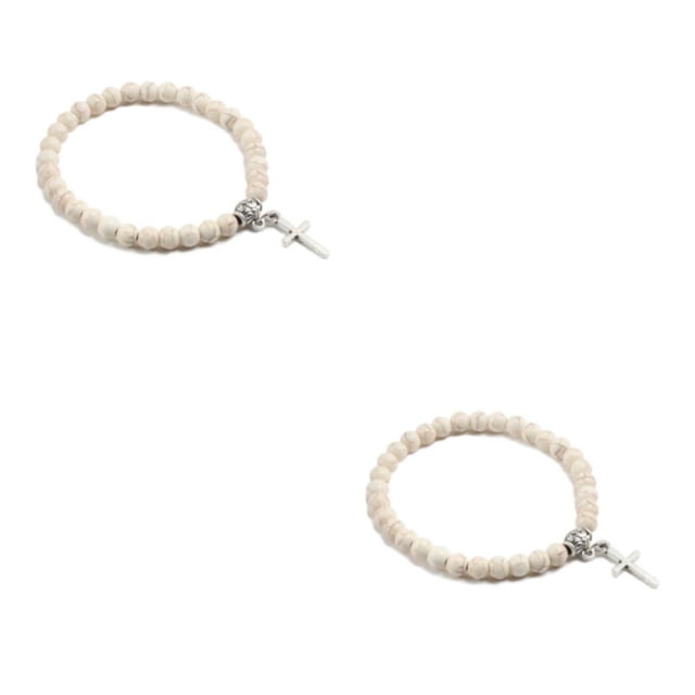 Baohd Stylish And Comfortable Beaded Bracelets For Wear Gift Cross Pendant Bracelets Yellow thread pine 2Set