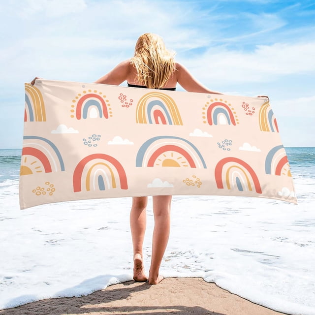 Microfiber Beach Towel 30x60 Inch - Lightweight Sandproof Towel, Quick-Dry Design for Travel, Camping & Swimming
