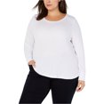 thumbnail image 1 of I.N.C Womens Ribbed Basic T-Shirt, White, Plus Size, 3X, 1 of 6