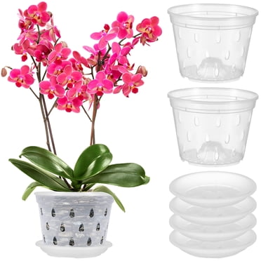 SHISUYAN 5 Sets Nursery Pots Clear Plants Pots Orchids Pots Garden Pots with Drainage Holes