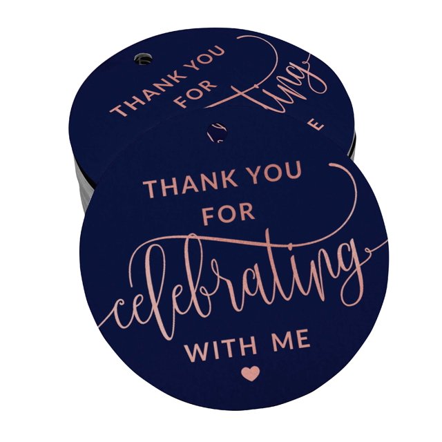 Inkdotpot 100 Pack ThankYou For Celebrating With Me Birthday Favor Paper Tag Craft Real Rose Gold Foil Hang Tag