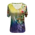 thumbnail image 4 of Plus Size Women Short Sleeve Printed V-Neck Tops Tee T-Shirt Blouse, 4 of 9