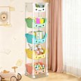 thumbnail image 3 of Eoozwa 5-Tier Plastic Rolling Utility Cart with Handle, Multi-Functional Storage Trolley for Office, Living Room, Kitchen, Movable Storage Organizer with Wheels, 3 of 6