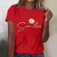 thumbnail image 2 of Babysbule Liquidation de Hauts pour Femmes T-shirt à Col Rond à Lettres Imprimées à Manches Courtes Mode pour Femmes Chemise Décontractée Ample Hauts, 2 of 4
