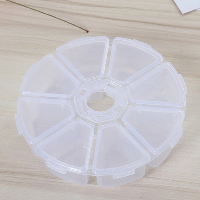 Bgsha Plastic Round 8 Grids Desktop Storage Box Travel Cosmetic Jewelry Organizer