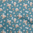 thumbnail image 1 of oneOone Polyester Spandex Teal Blue Fabric Florals Sewing Material Print Fabric By The Yard 56 Inch Wide, 1 of 4