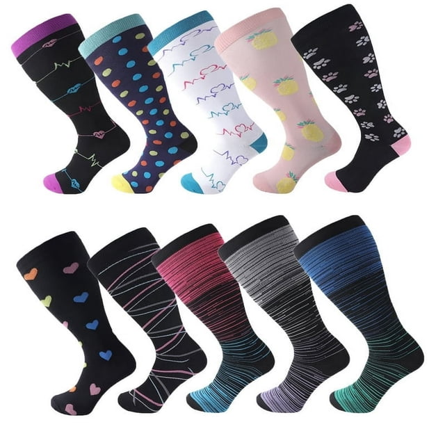 EIGTHTAIL Bas de Compression Grande Taille pour Femmes et Hommes Mollet Grand Genou Extra Haut Soutien pour la Circulation