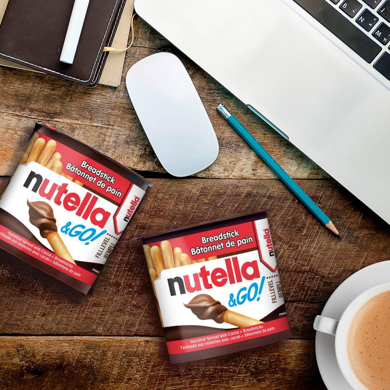 NUTELLA & GO! Hazelnut And Cocoa Spread With Breadsticks, Snack Packs, Perfect Bulk Snacks for Kids 4x52g