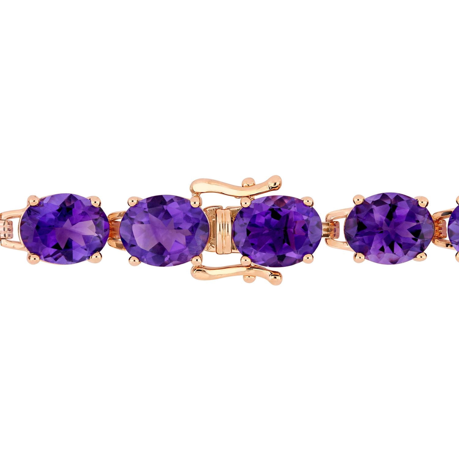 Bracelet à maillons Tangelo avec améthystes de coupe ovale 36 CT PBT en argent sterling, 7,25 po