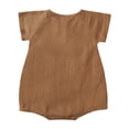 thumbnail image 4 of Summer Rompers For Infant Girls Flying Sleeves Solid Color Pajamas Jumpsuits Triangle Onesie Outfits Coffee Infant Boy Clothes 18-24M, 4 of 7