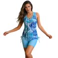 thumbnail image 3 of Plus Size Two Piece Bikini Swimsuit High Waisted Tummy Control Swimwear with Cover Up Floral Print Full Coverage Bathing Suits for Women Summer Beach Vacation, 3 of 7