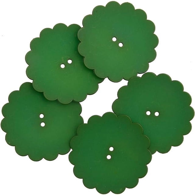 Mibo 5pcs Nylon Resin - Daisy Shape - Festive Holiday Button - 64L(40mm) - 2 Hole - Forest Green