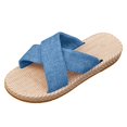 thumbnail image 1 of Solid Color Strap Sandals Casual Summer Slides Flat Heel Round Toe Cloth Upper for Spring Summer Fall Daily Casual Wear, 1 of 5