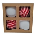 thumbnail image 4 of Holiday Time 4-Count Red and White Shatterproof Textured Christmas Ornaments, 150MM, 4 of 4