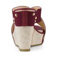 thumbnail image 3 of BLISSFUL STEP Women's Linen Platform Slide Wedge Open Toe Sandals, 3 of 6