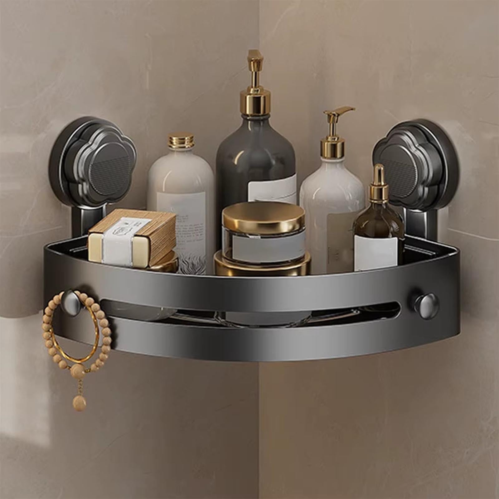 Bathroom Suction Organizer Corner Shower Shelf Suction Cup Wall Mounted Basket Triangles Bath Rack No-Drill Storage Holders Punch Storage Rack For Shampoo